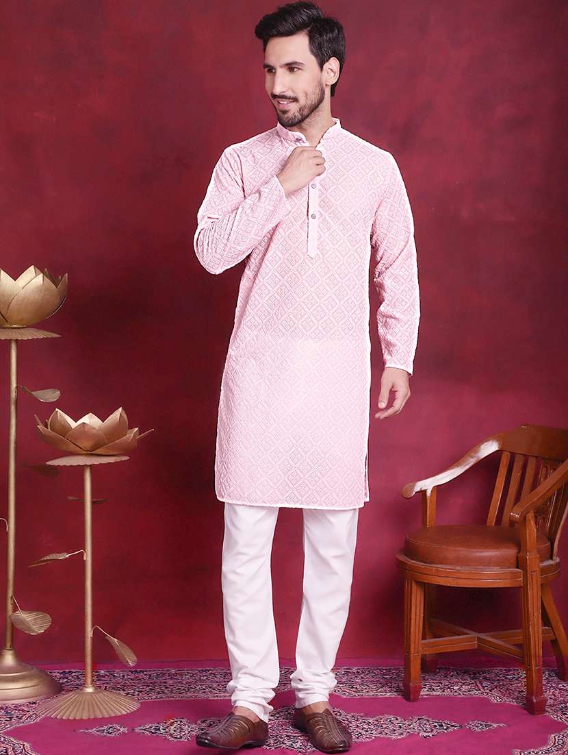 men mandarin neck kurta pyjama ethnic wear set - 20733086 -  Standard Image - 3
