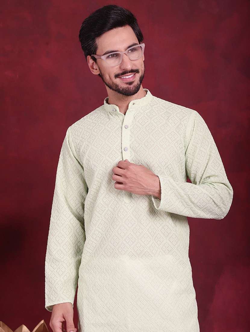 men mandarin neck kurta pyjama ethnic wear set - 20733087 -  Standard Image - 5