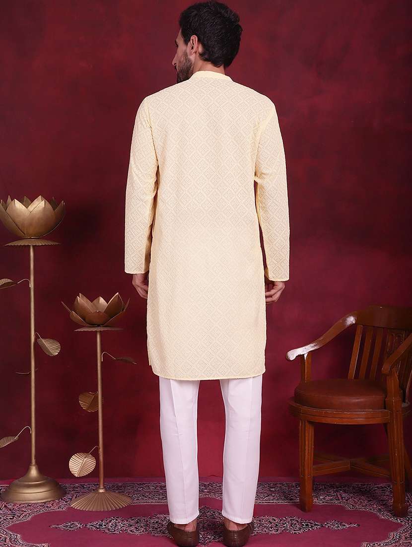 men mandarin neck kurta pyjama ethnic wear set - 20733089 -  Standard Image - 3