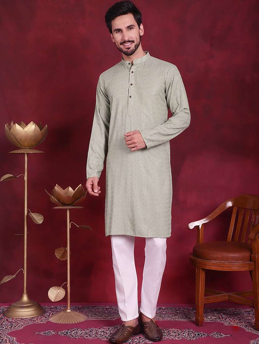 men mandarin neck kurta pyjama ethnic wear set - 20733095 -  Standard Image - 3
