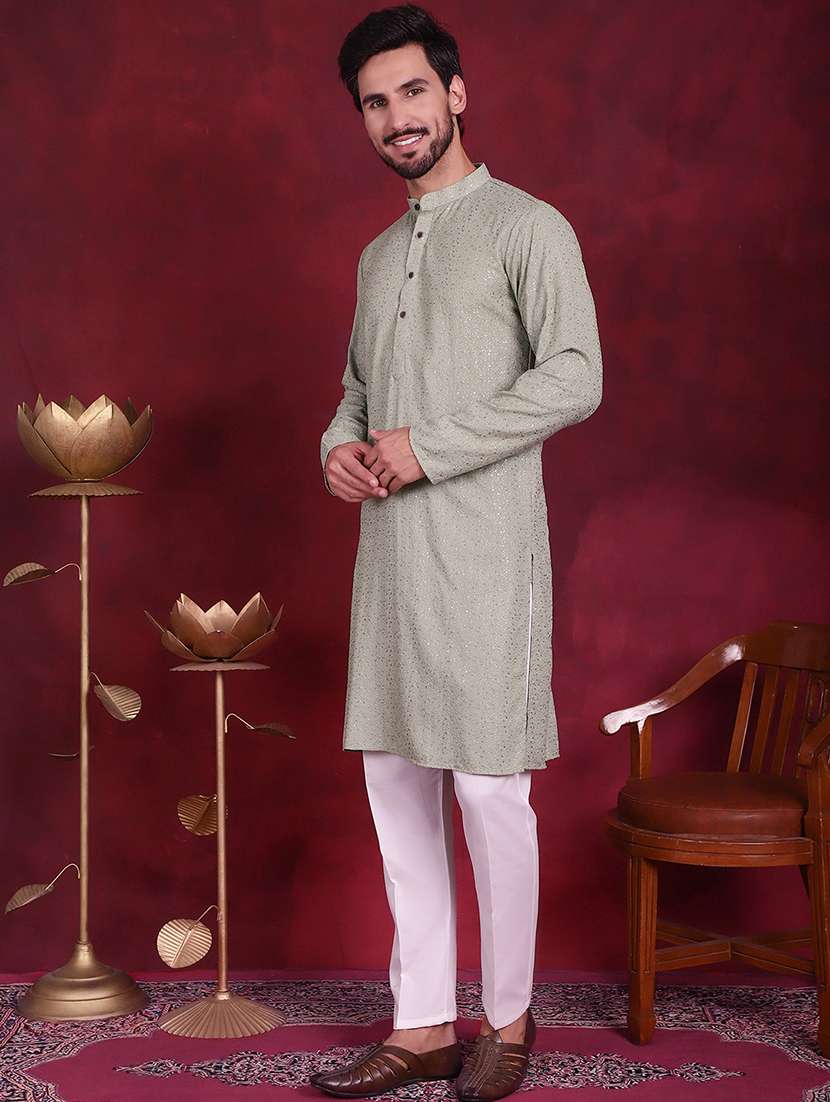 men mandarin neck kurta pyjama ethnic wear set - 20733095 -  Standard Image - 5