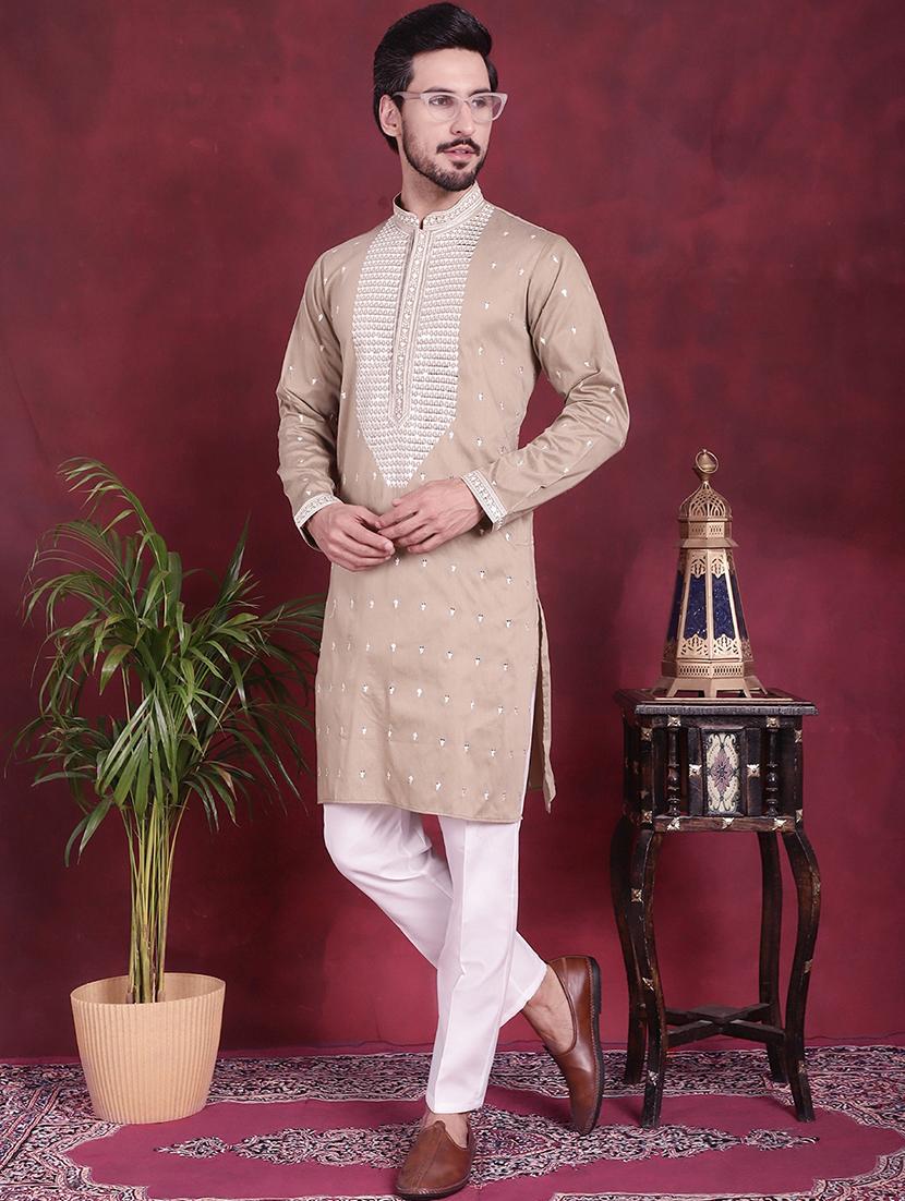 men mandarin neck kurta pyjama ethnic wear set - 20733096 - Zoom Image - 0