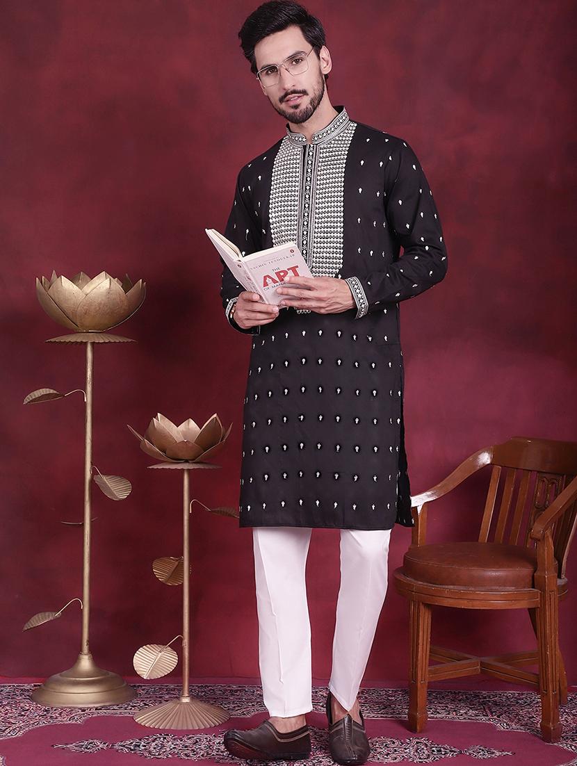 men mandarin neck kurta pyjama ethnic wear set - 20733097 - Zoom Image - 0