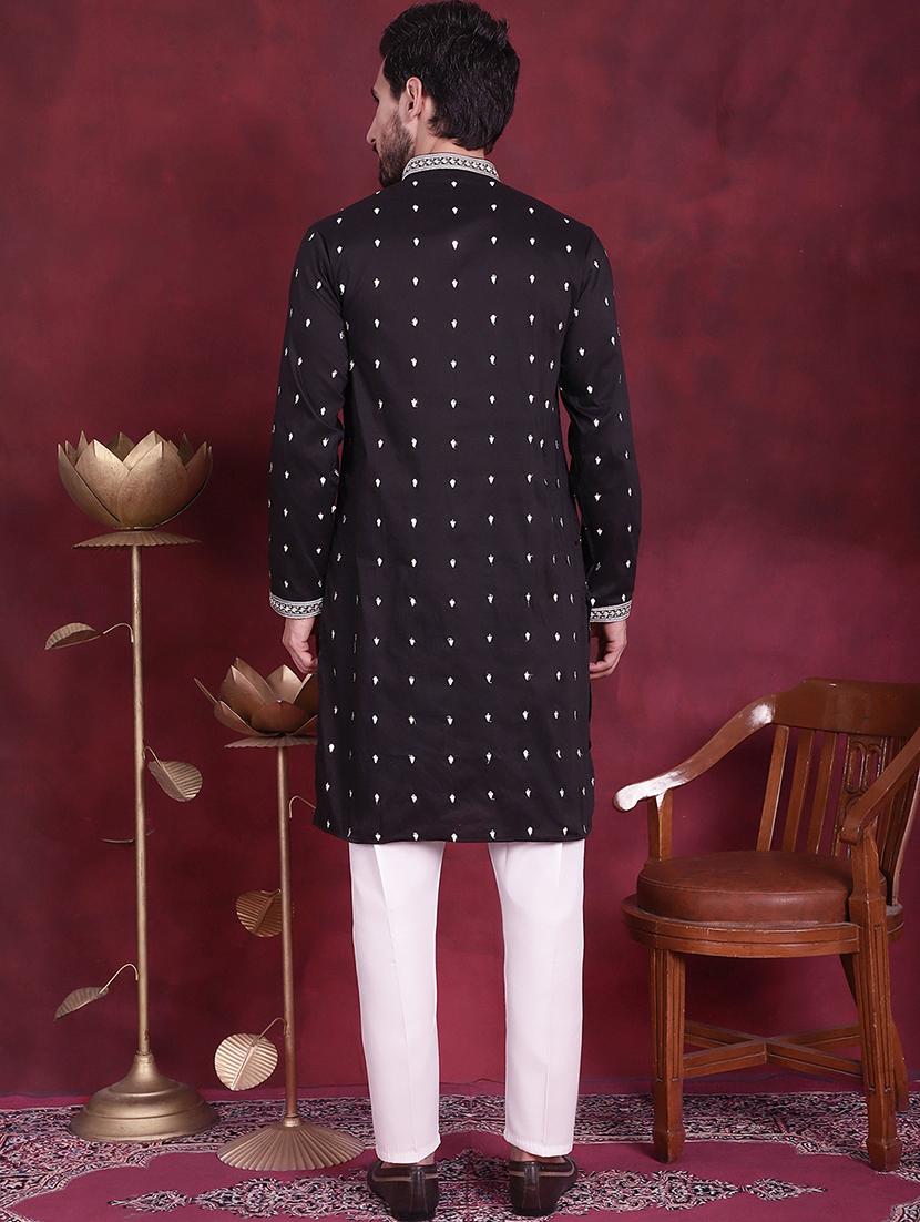 men mandarin neck kurta pyjama ethnic wear set - 20733097 - Standard Image - 3