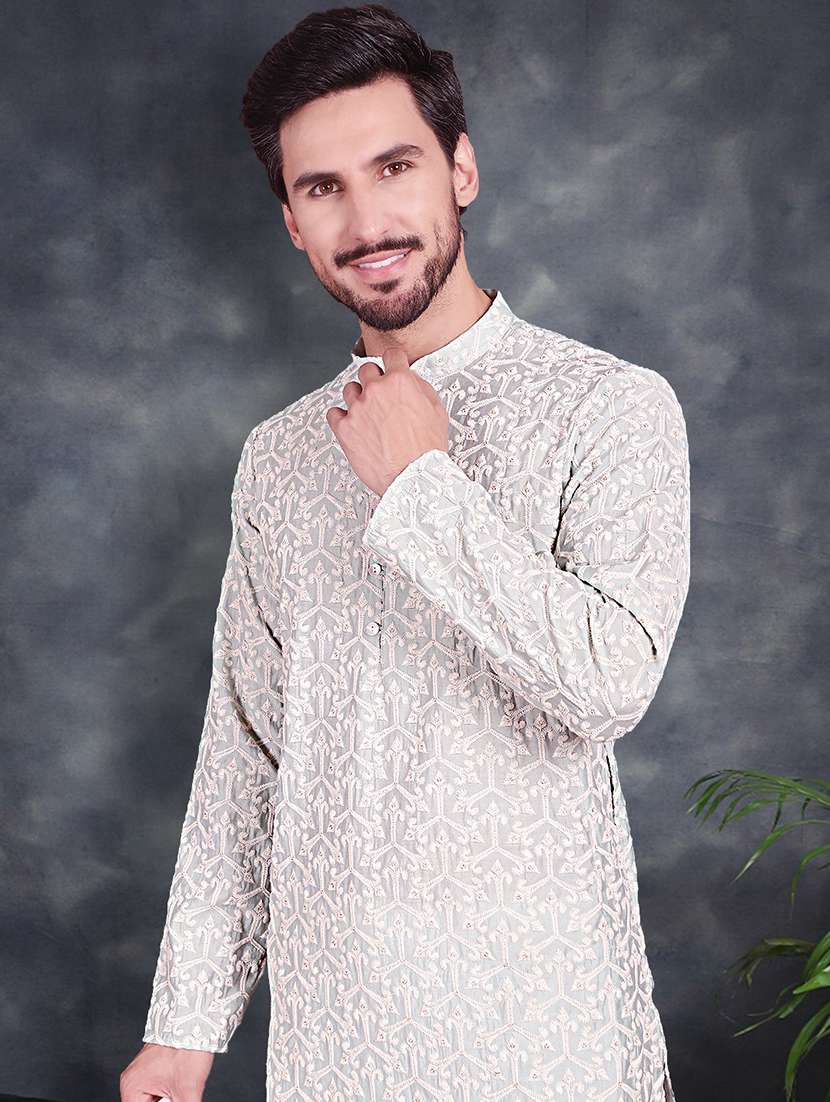 men mandarin neck kurta pyjama ethnic wear set - 20733105 -  Standard Image - 5