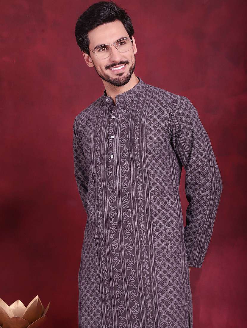 men mandarin neck kurta pyjama ethnic wear set - 20733107 -  Standard Image - 5