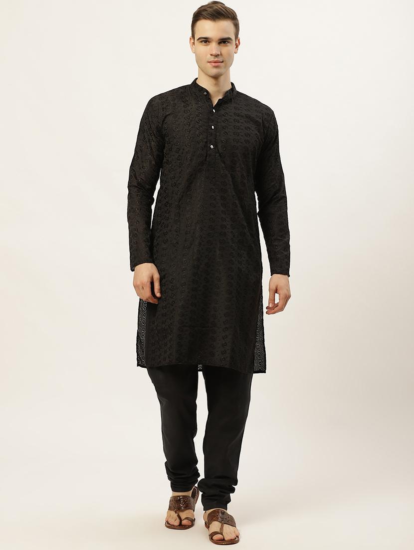 men mandarin neck kurta pyjama ethnic wear set - 20733114 - Zoom Image - 0