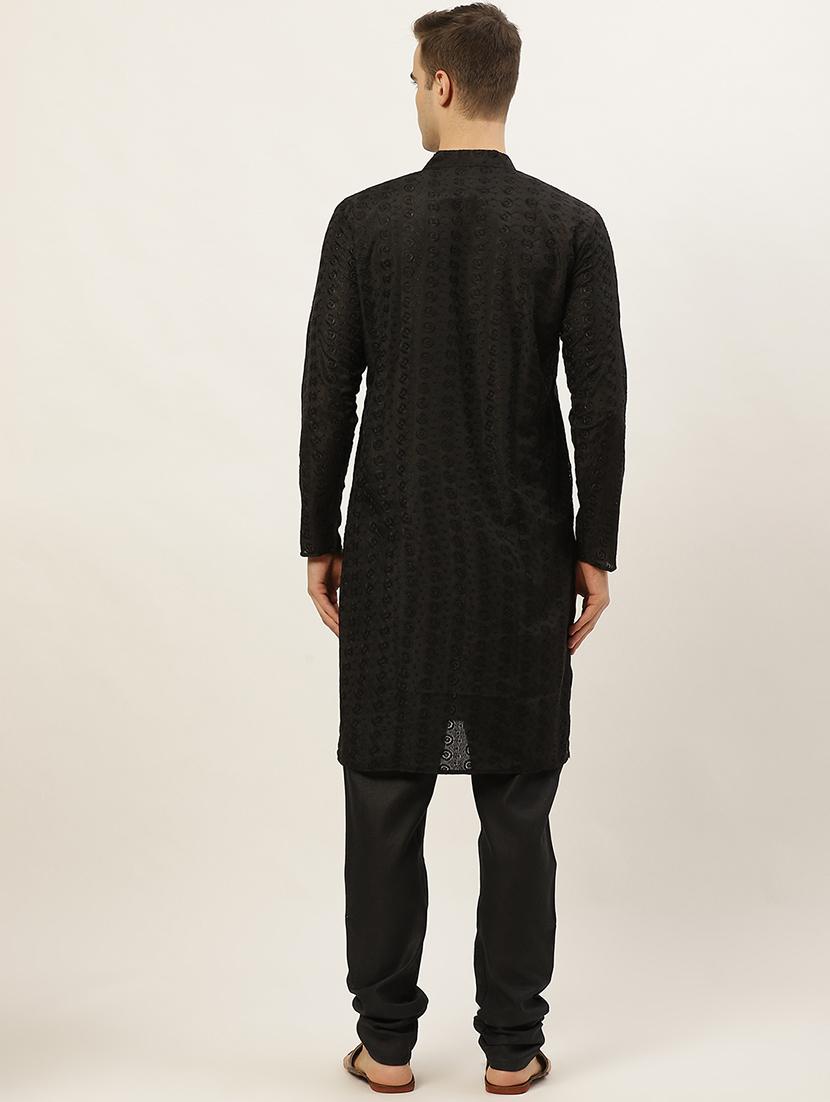 men mandarin neck kurta pyjama ethnic wear set - 20733114 - Standard Image - 3