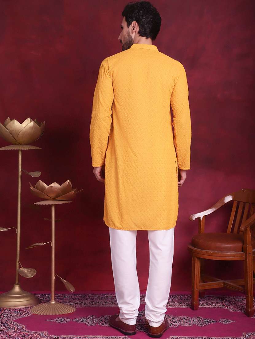 men mandarin neck kurta pyjama ethnic wear set - 20733116 -  Standard Image - 3