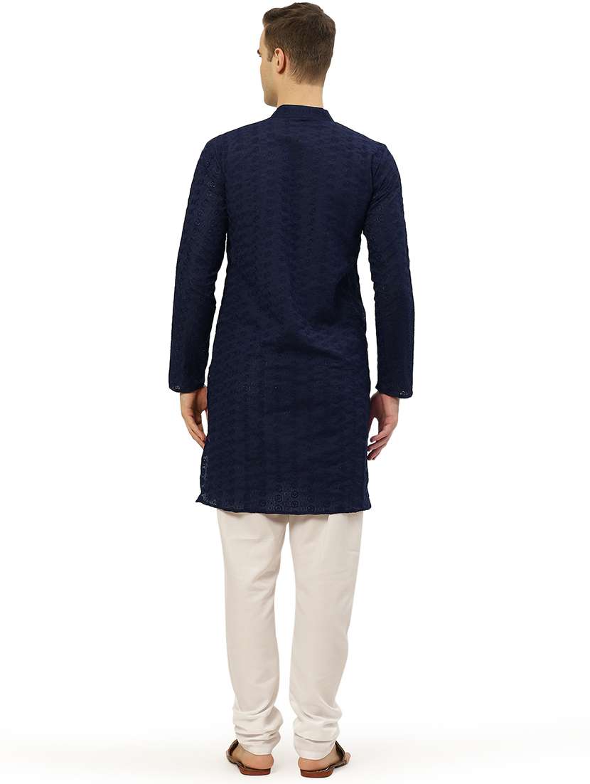 men mandarin neck kurta pyjama ethnic wear set - 20733117 -  Standard Image - 3