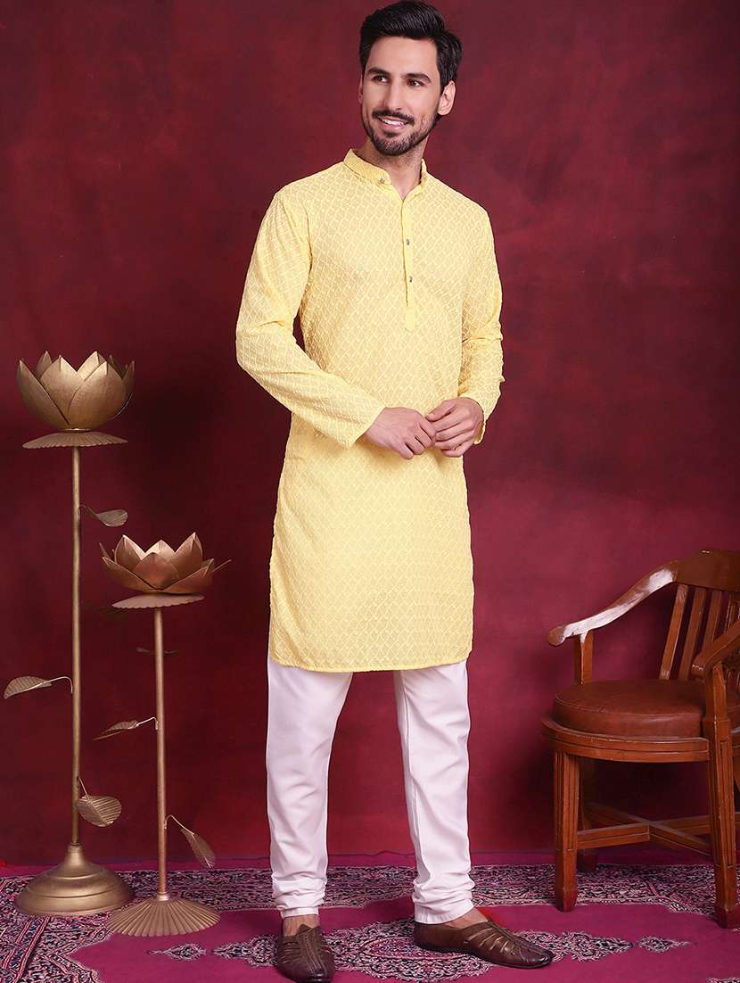 men mandarin neck kurta pyjama ethnic wear set - 20733122 -  Standard Image - 3