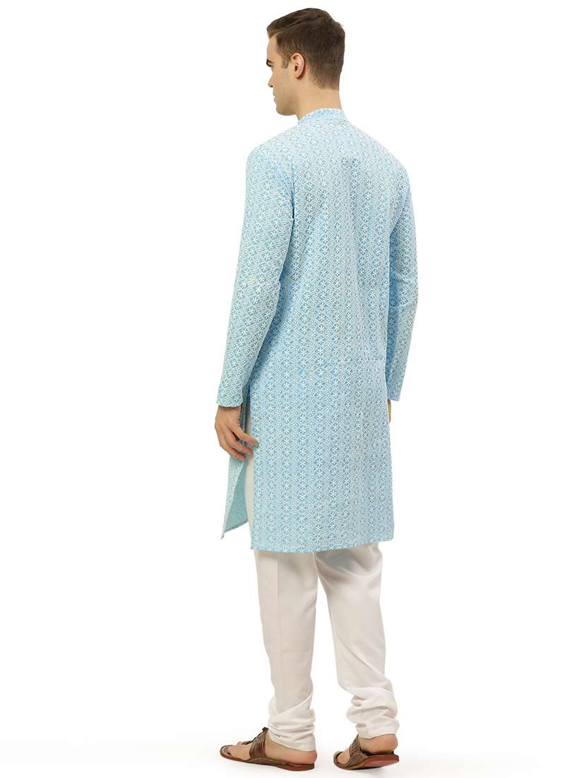 men mandarin neck kurta churidar ethnic wear set - 20733127 -  Standard Image - 3
