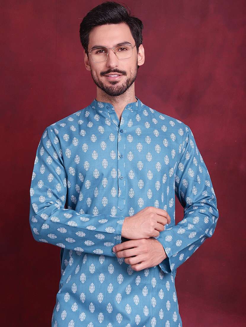 men mandarin neck kurta churidar ethnic wear set - 20733134 -  Standard Image - 5