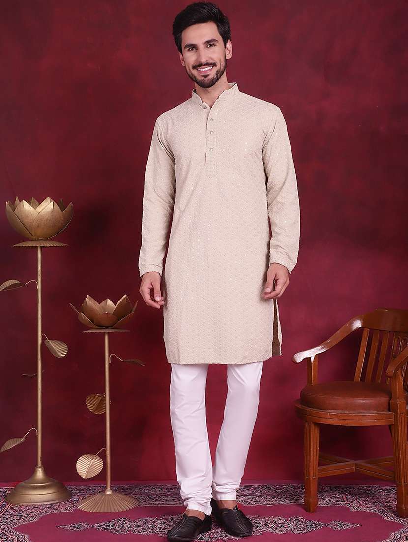 men mandarin neck kurta churidar ethnic wear set - 20733136 -  Zoom Image - 0