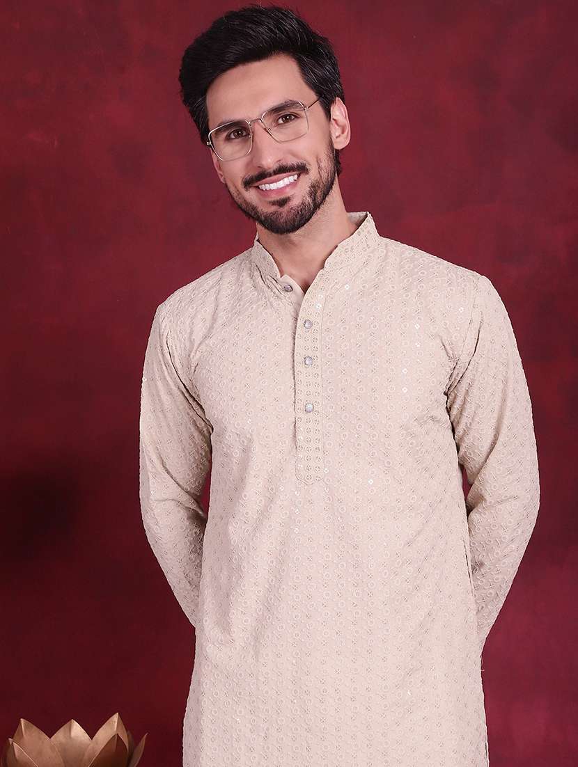 men mandarin neck kurta churidar ethnic wear set - 20733136 -  Standard Image - 5