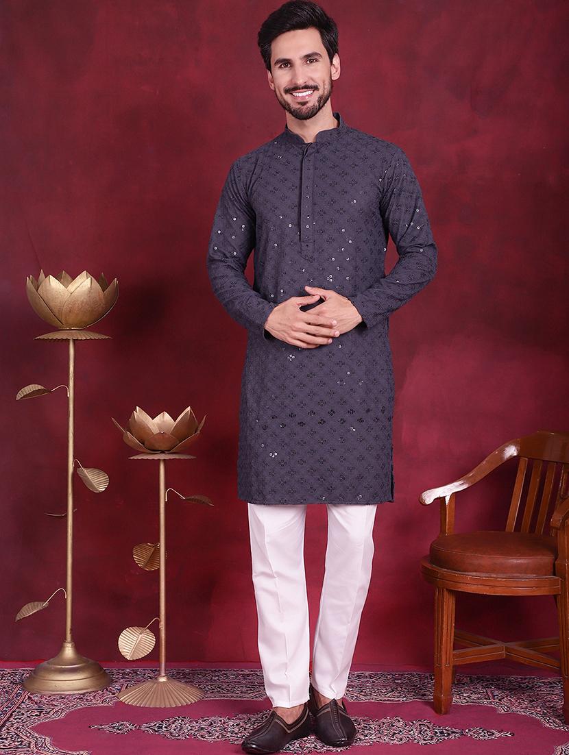 men mandarin neck kurta churidar ethnic wear set - 20733146 - Zoom Image - 0