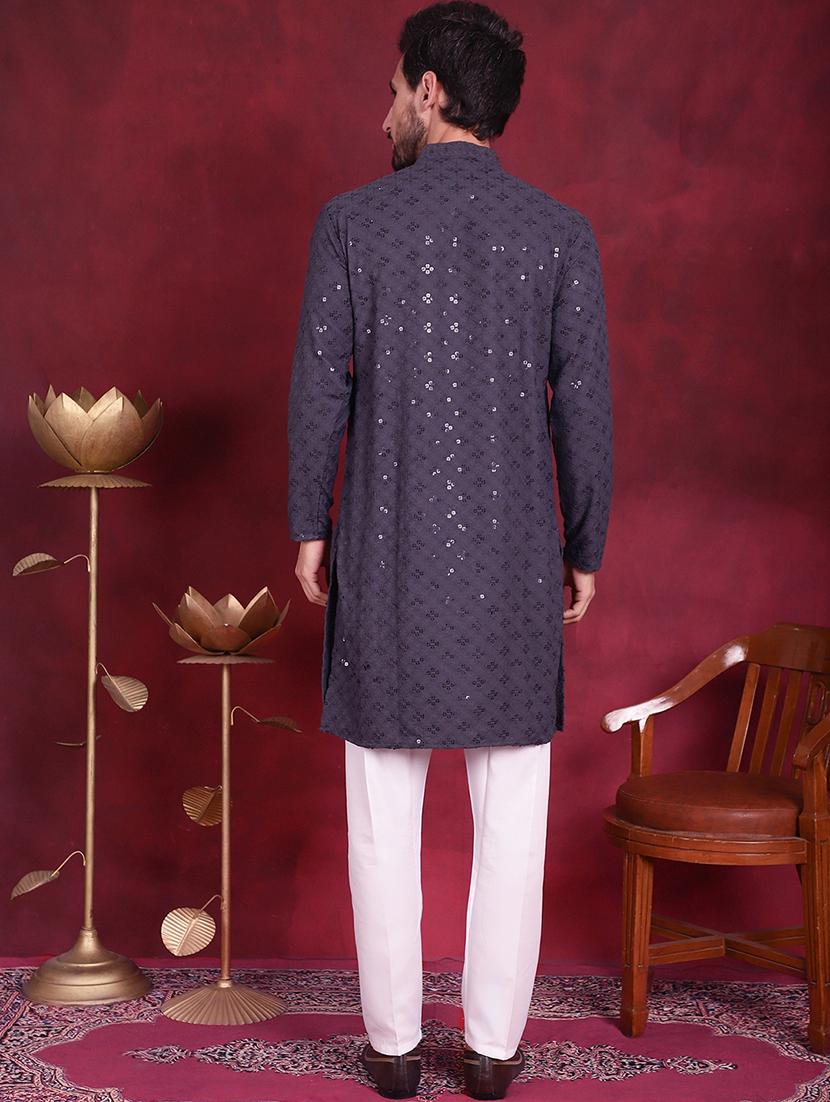 men mandarin neck kurta churidar ethnic wear set - 20733146 - Standard Image - 3