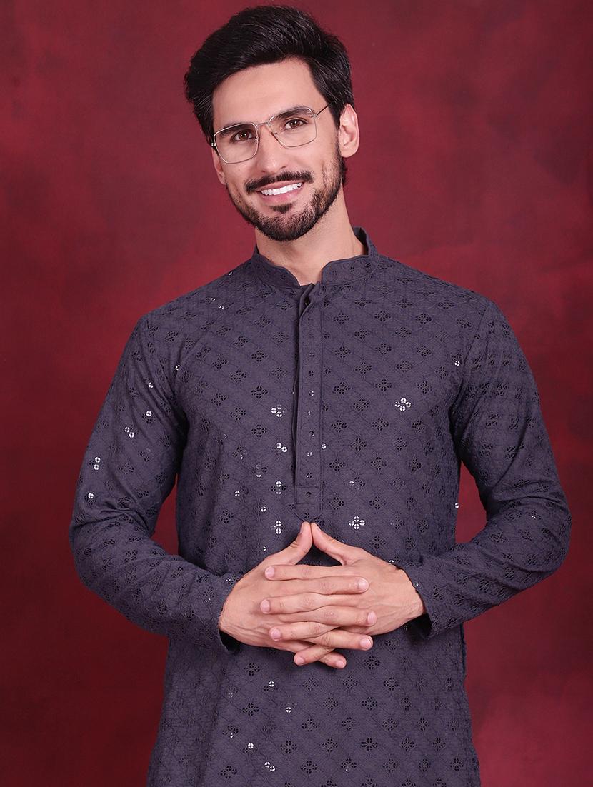 men mandarin neck kurta churidar ethnic wear set - 20733146 - Standard Image - 5