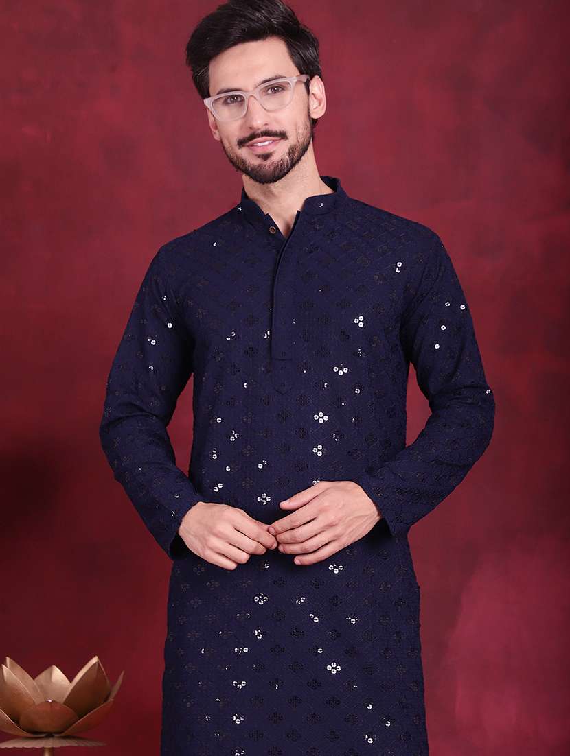 men mandarin neck kurta pyjama ethnic wear set - 20733147 -  Standard Image - 5