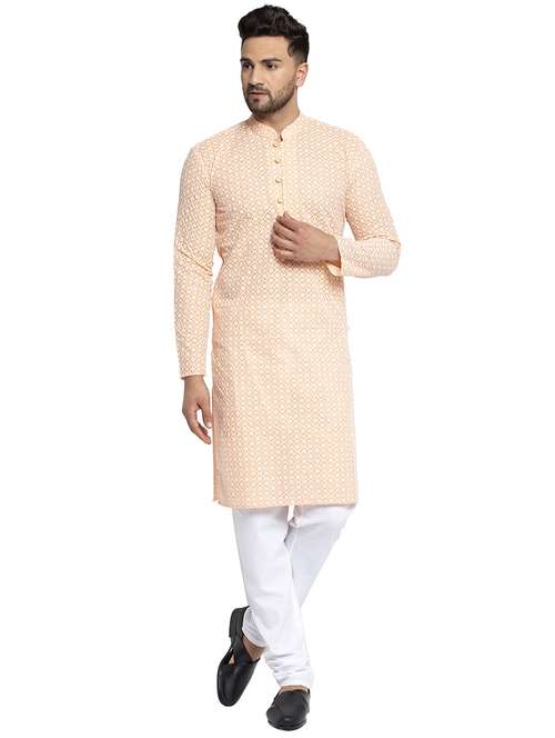 men embroidered mandarin neck long kurta - 20733232 -  Standard Image - 0