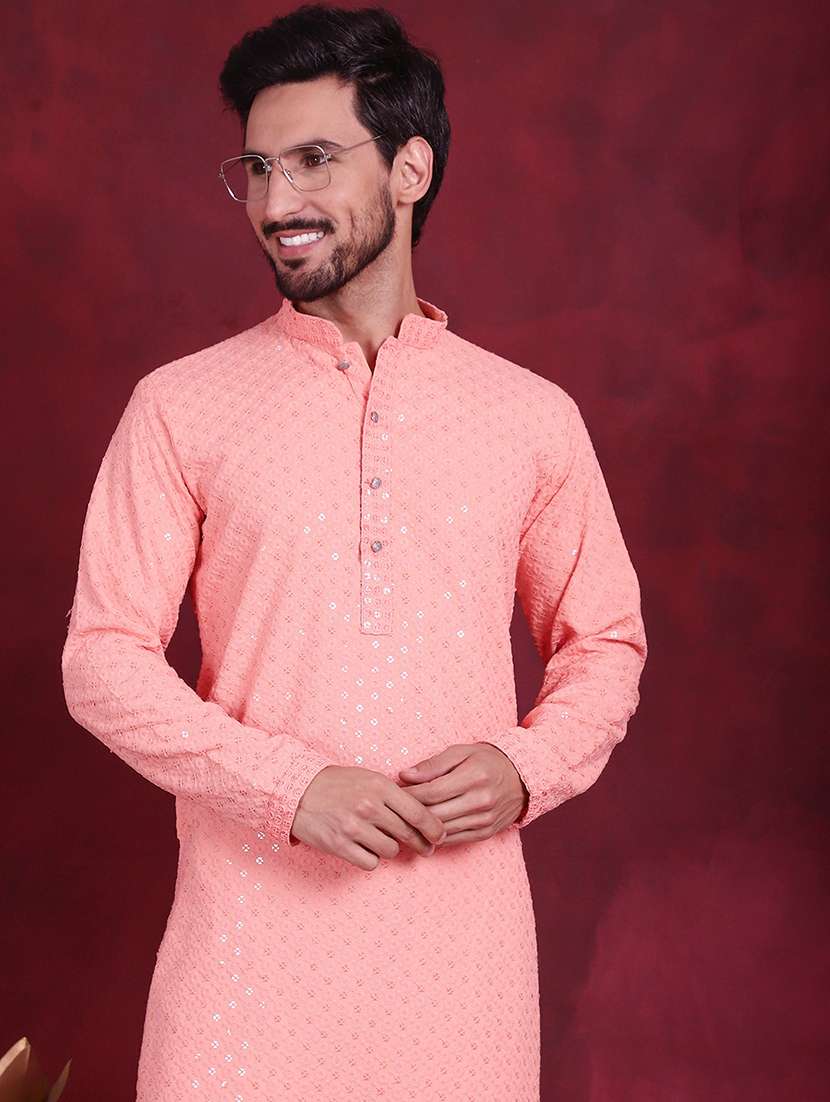 men embroidered mandarin neck long kurta - 20733247 -  Standard Image - 5