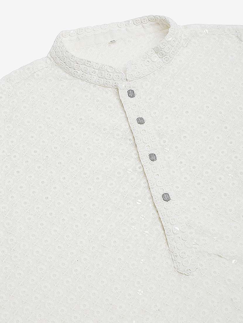 men embroidered mandarin neck long kurta - 20733250 - Standard Image - 5