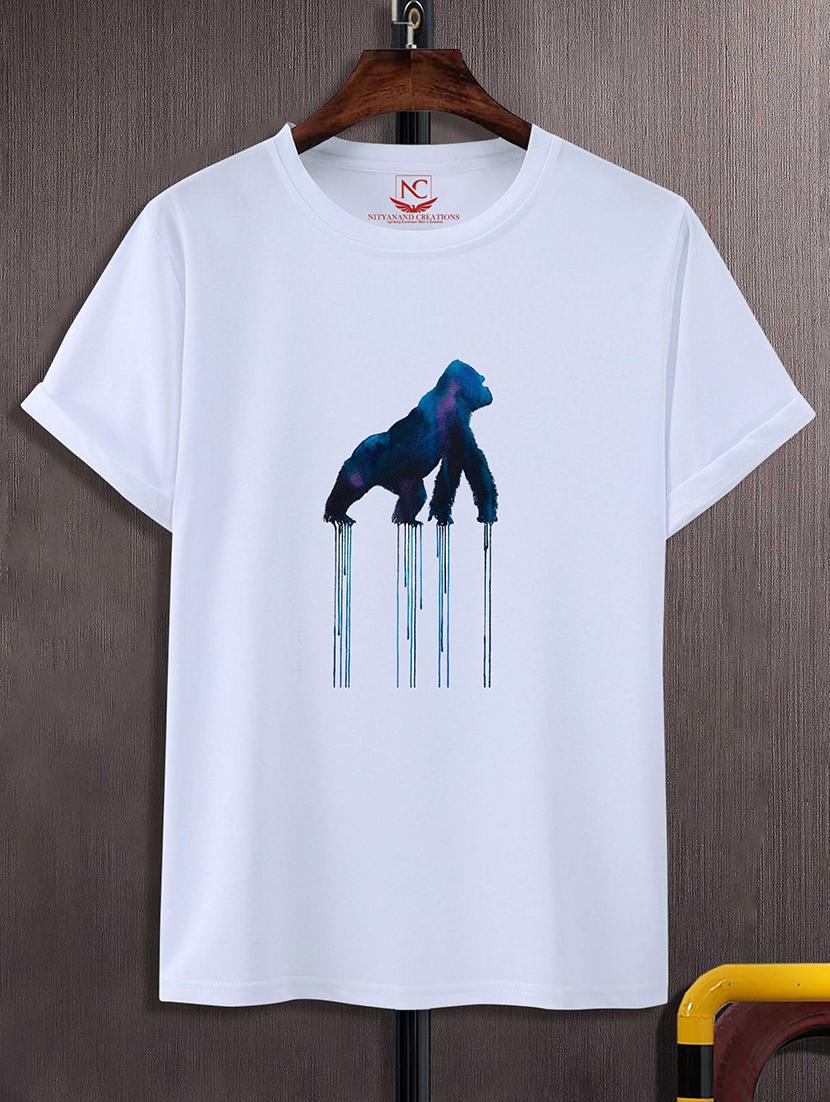 round neck chest printed t-shirt - 20733530 -  Zoom Image - 0