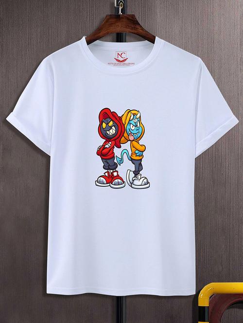 round neck chest printed t-shirt - 20733593 - Standard Image - 0