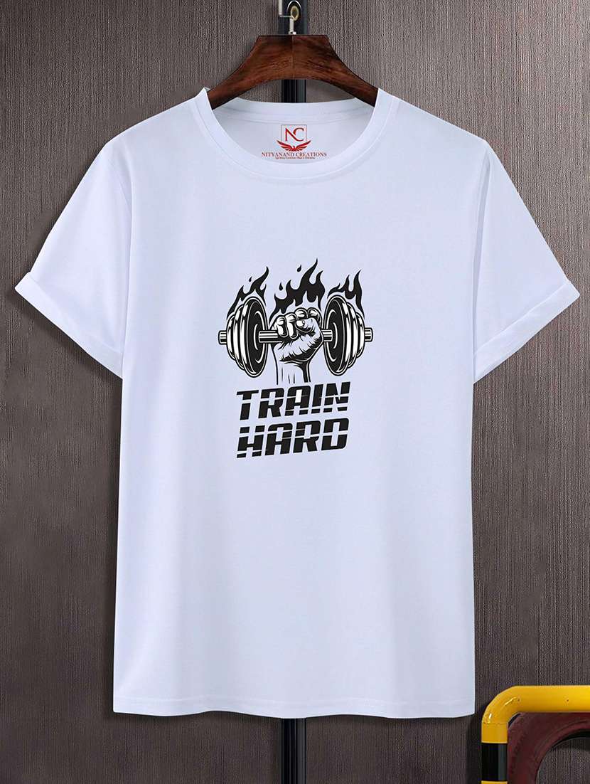 round neck chest printed t-shirt