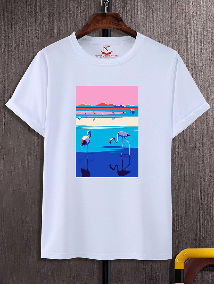 round neck chest printed t-shirt - 20733785 - Zoom Image - 0