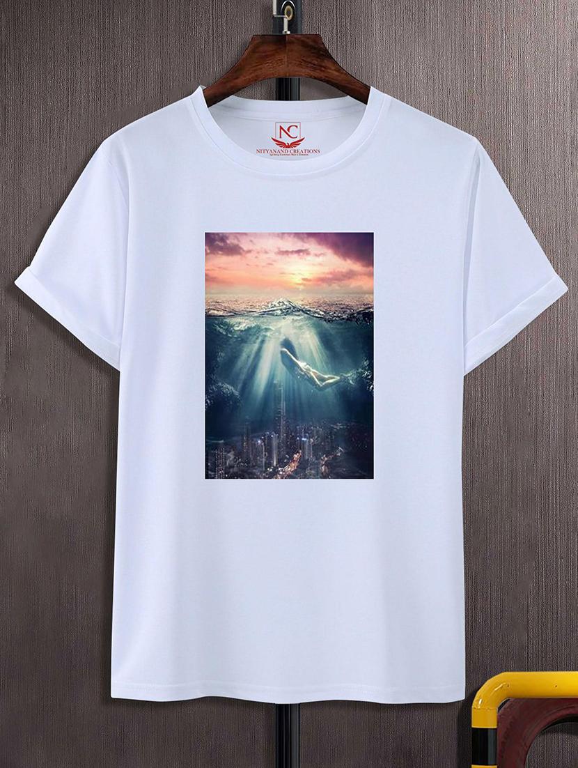 round neck chest printed t-shirt - 20734043 - Zoom Image - 0