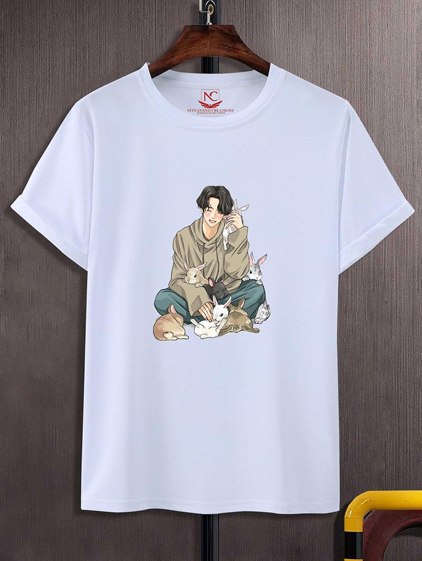 round neck chest printed t-shirt - 20734287 - Zoom Image - 0