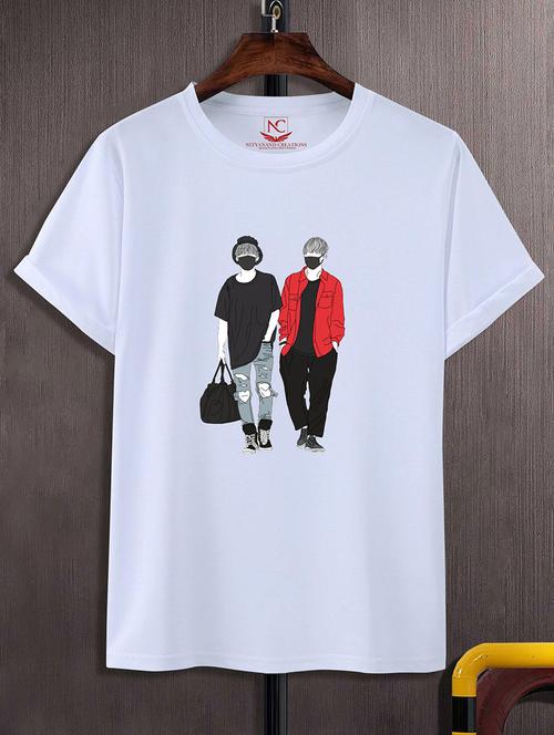 round neck chest printed t-shirt - 20734312 - Standard Image - 0