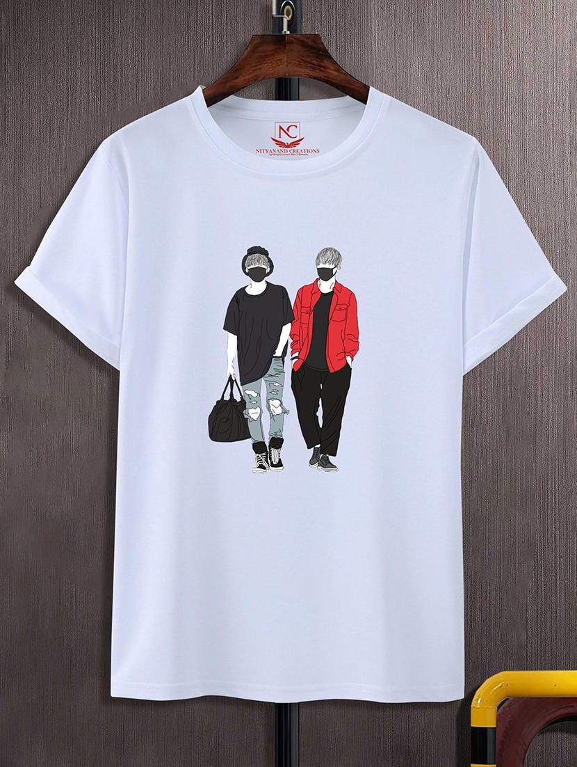 round neck chest printed t-shirt - 20734312 - Zoom Image - 0