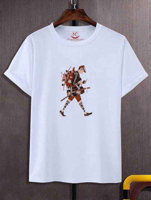 round neck chest printed t-shirt - 20734323 - Standard Image - 0