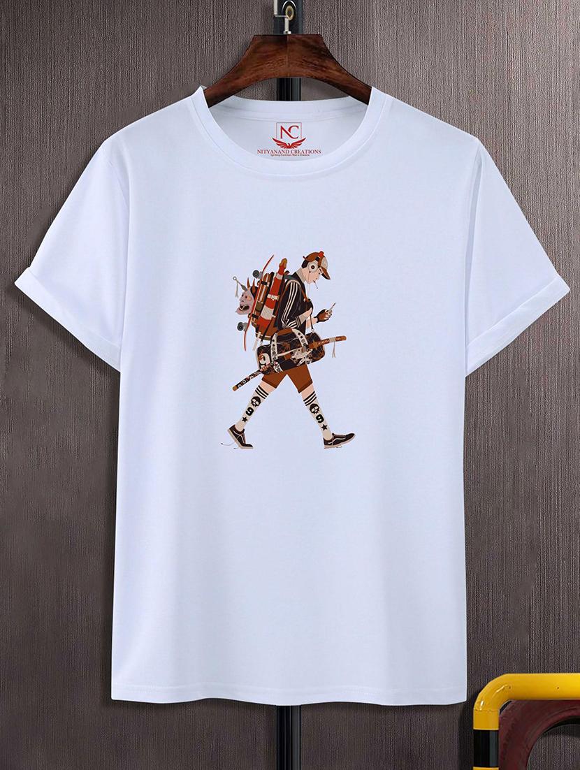 round neck chest printed t-shirt - 20734323 - Zoom Image - 0