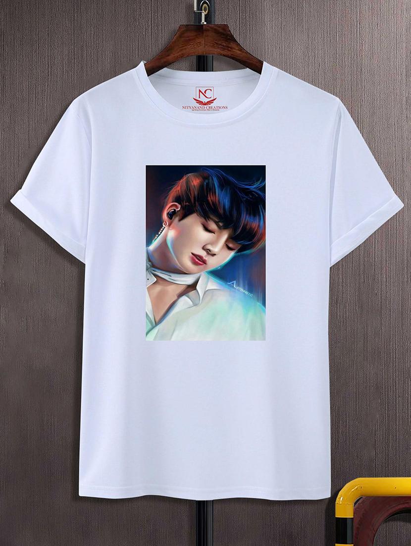 round neck chest printed t-shirt - 20734340 - Zoom Image - 0