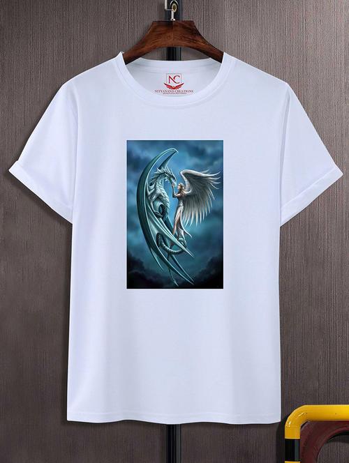 round neck chest printed t-shirt - 20734375 - Standard Image - 0