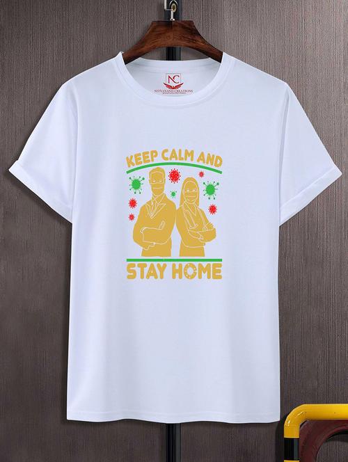 white round neck chest printed t-shirt - 20734420 - Standard Image - 0