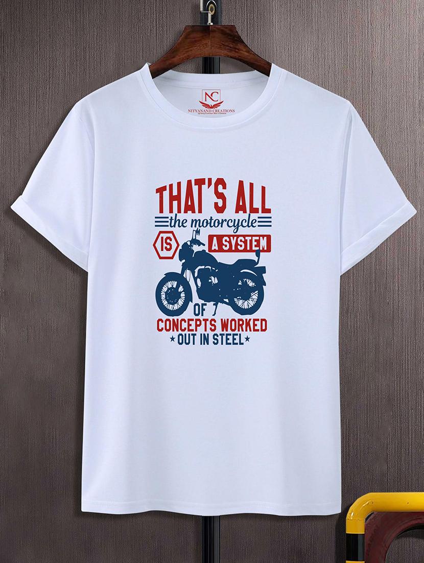 white round neck chest printed t-shirt - 20734475 - Zoom Image - 0