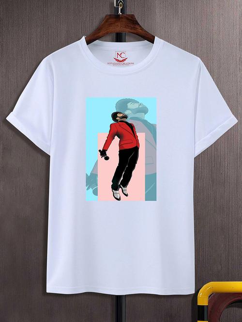 white round neck chest printed t-shirt - 20734478 - Standard Image - 0