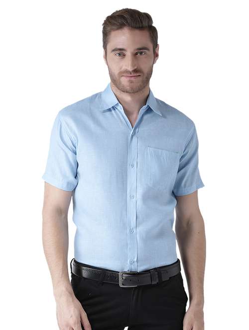 light blue cotton blend formal shirt - 20735710 - Standard Image - 0
