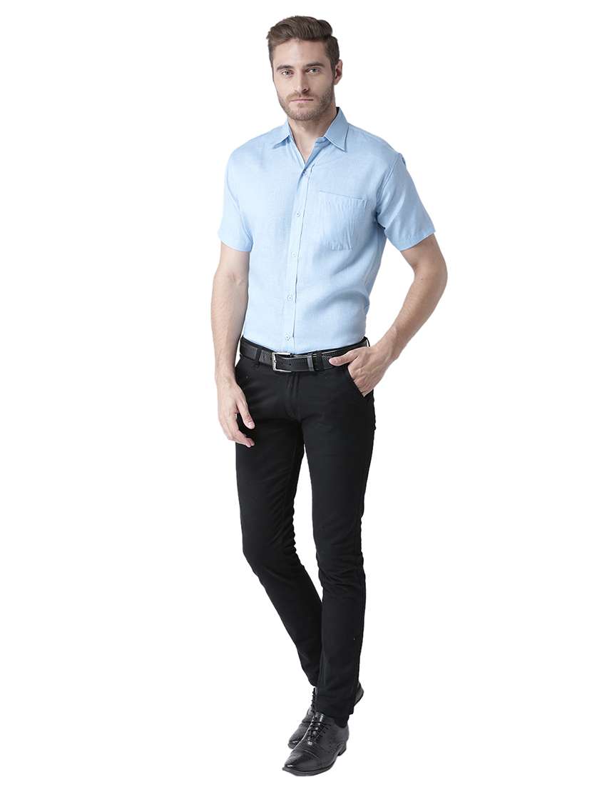 light blue cotton blend formal shirt - 20735710 - Standard Image - 3