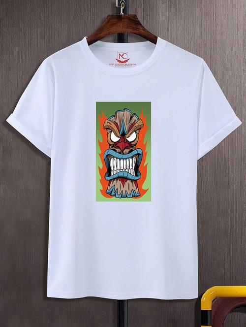 round neck chest printed t-shirt - 20737876 -  Standard Image - 0