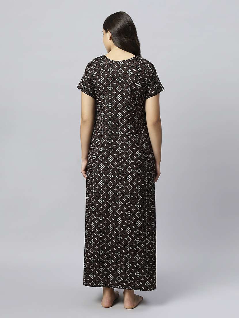 women printed short sleeve nighty - 20742764 -  Standard Image - 3