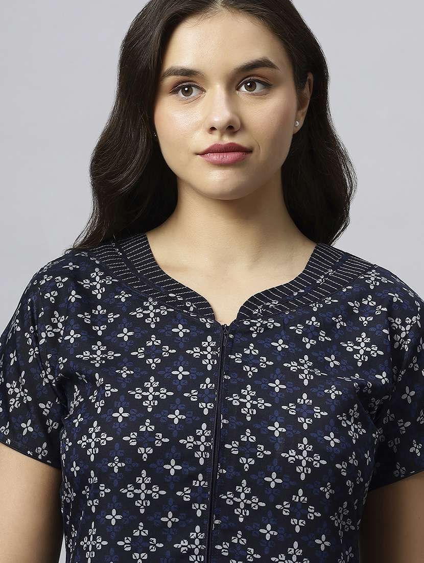 women printed short sleeve nighty - 20742766 -  Standard Image - 5