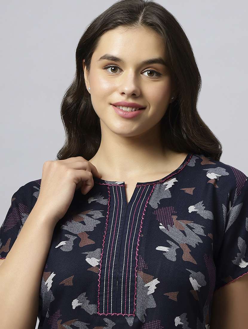 women printed short sleeve nighty - 20742773 -  Standard Image - 5