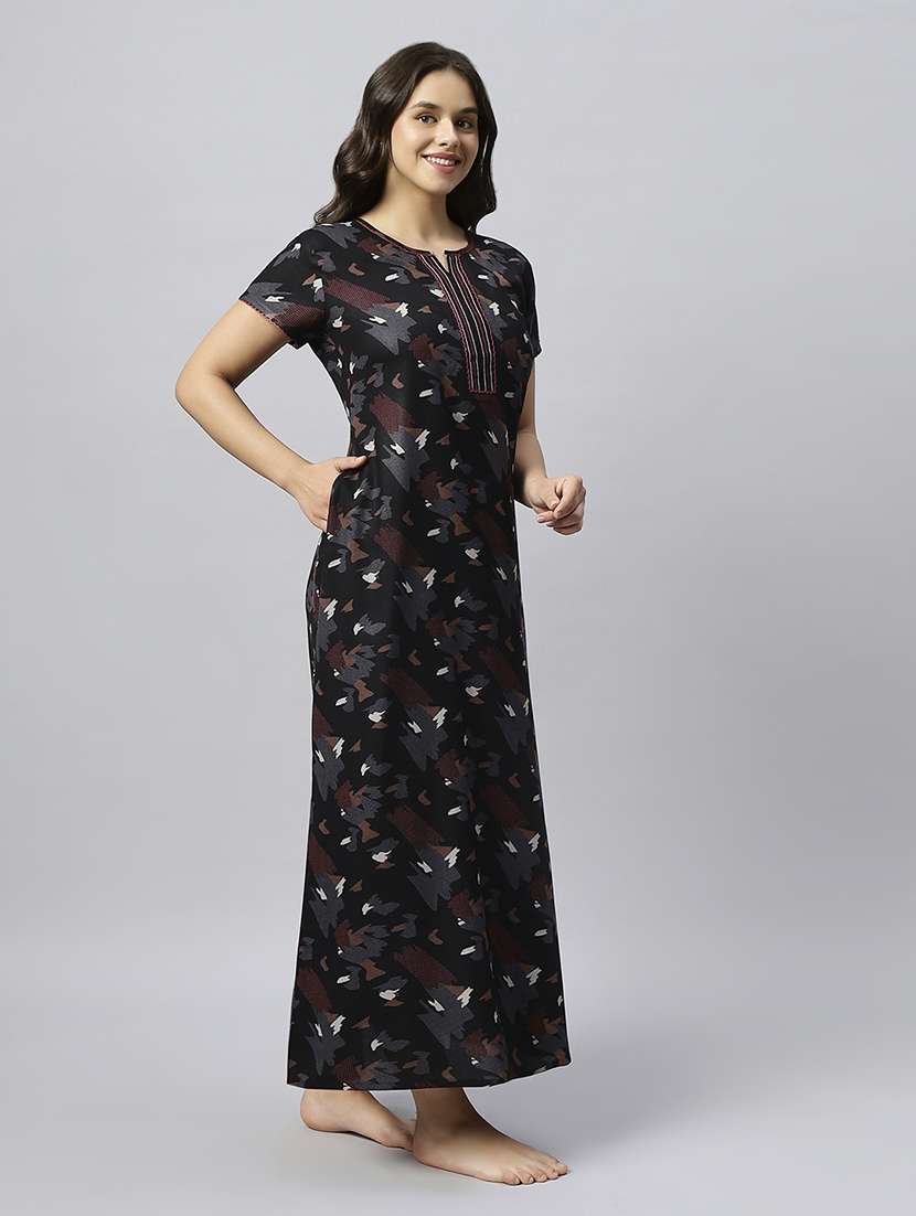 women printed short sleeve nighty - 20742774 -  Standard Image - 3