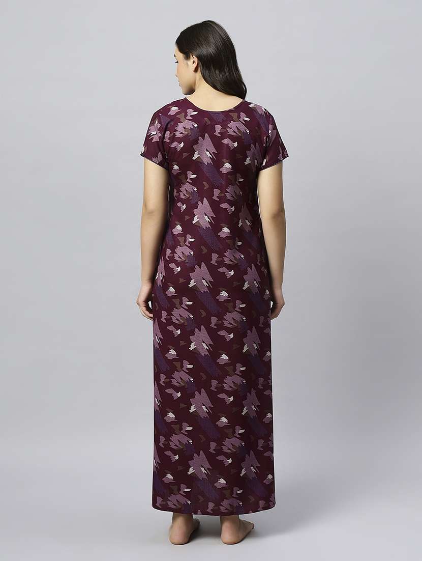 women printed short sleeve nighty - 20742775 -  Standard Image - 3
