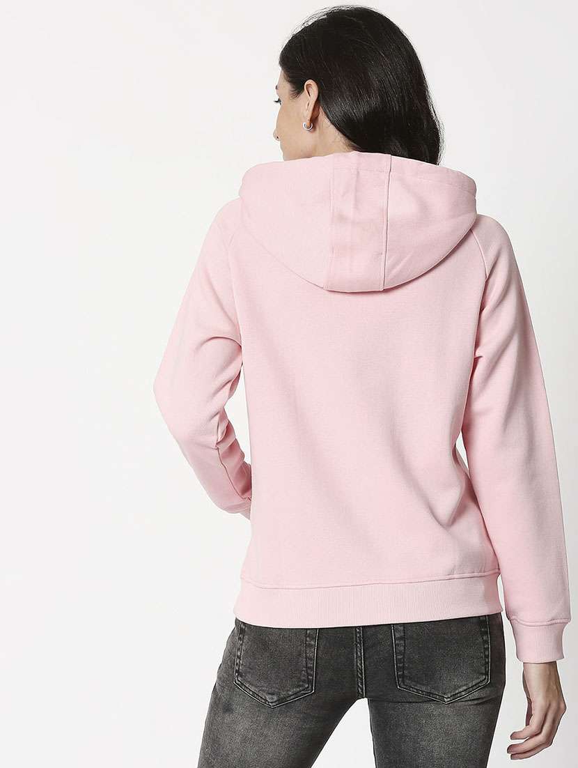 women solid pink wool hooded sweatshirt - 20742861 - Standard Image - 3